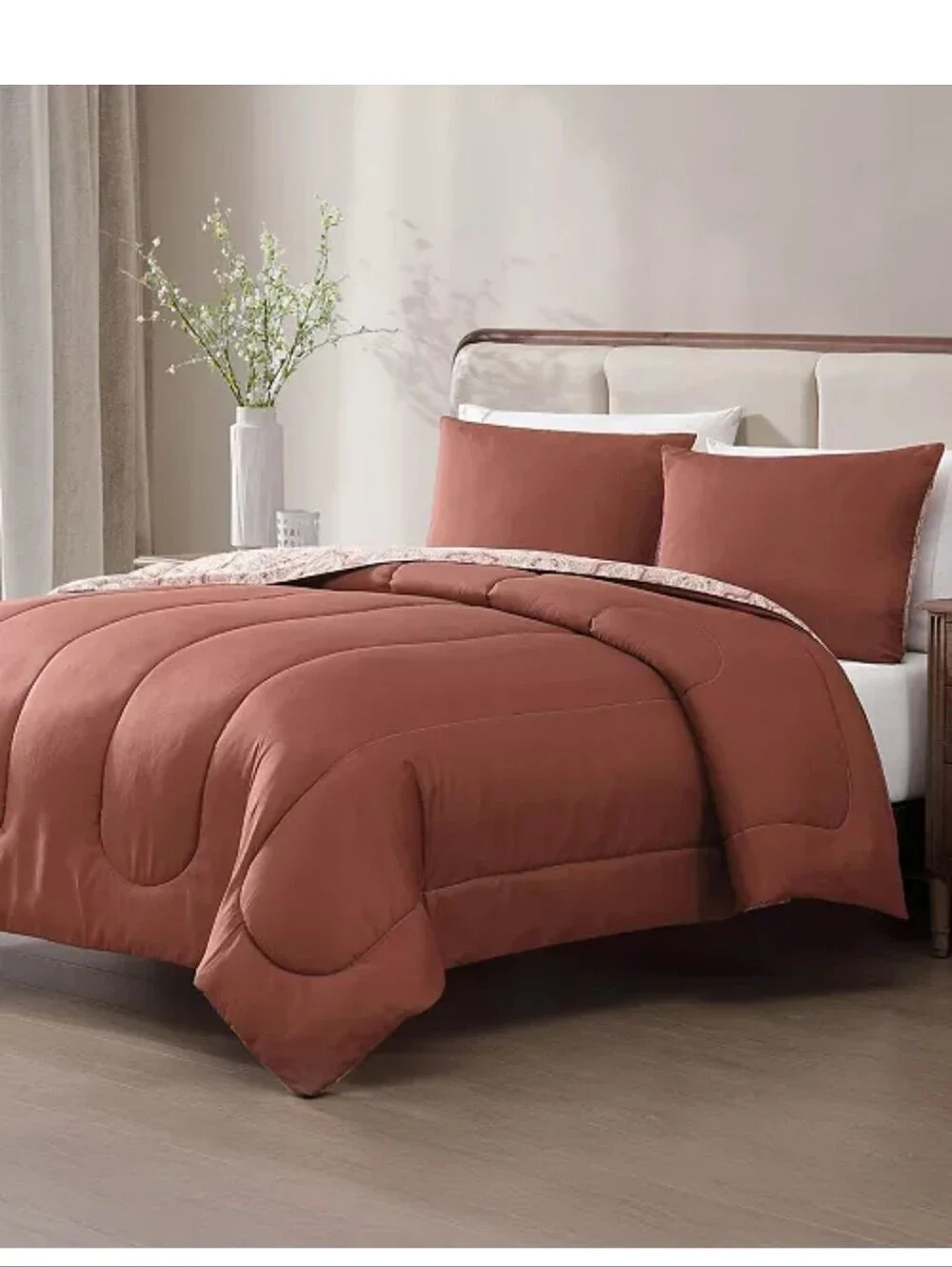 New Twin Reversible Rose Medallion 3pc Comforter Set -1473-1203